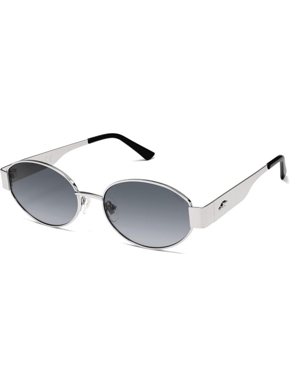 Women's Silver Blue Lens Retro Oval Trendy Shades UV400 Protection Sunglasses